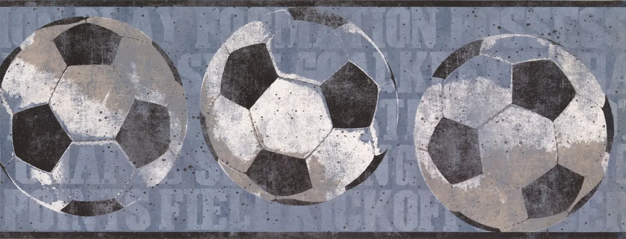 Soccer Balls Faux Distressed ZB3173BD Wallpaper Border