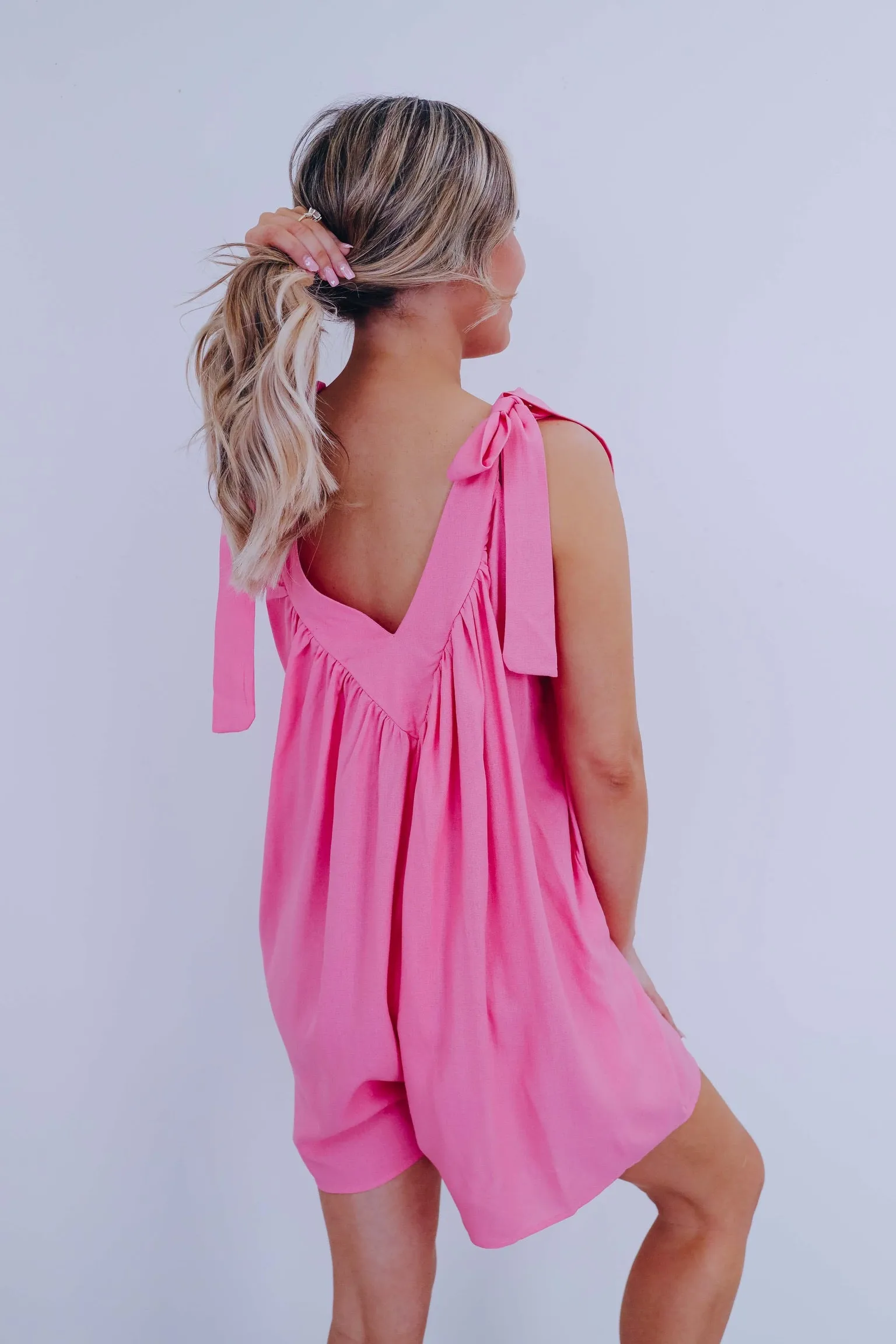 Spring Vibes V-Neck Romper - Pink