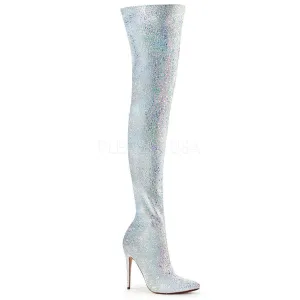SS-COURTLY-3015 Thigh Boot | White Glitter