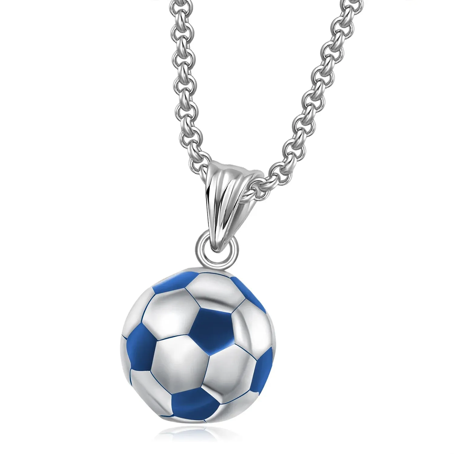 Stainless Steel Titanium Football Soccer Pendant Necklace - Sports Gift Jewelry for Men, Women, Couples, and Friends