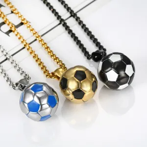 Stainless Steel Titanium Football Soccer Pendant Necklace - Sports Gift Jewelry for Men, Women, Couples, and Friends