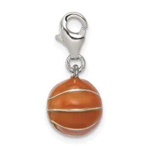 Sterling Silver 3D Enameled Basketball Charm