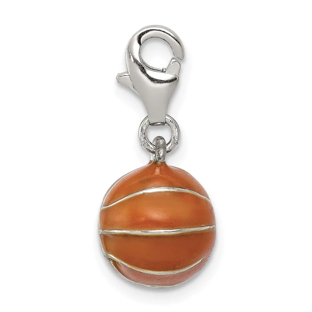Sterling Silver 3D Enameled Basketball Charm
