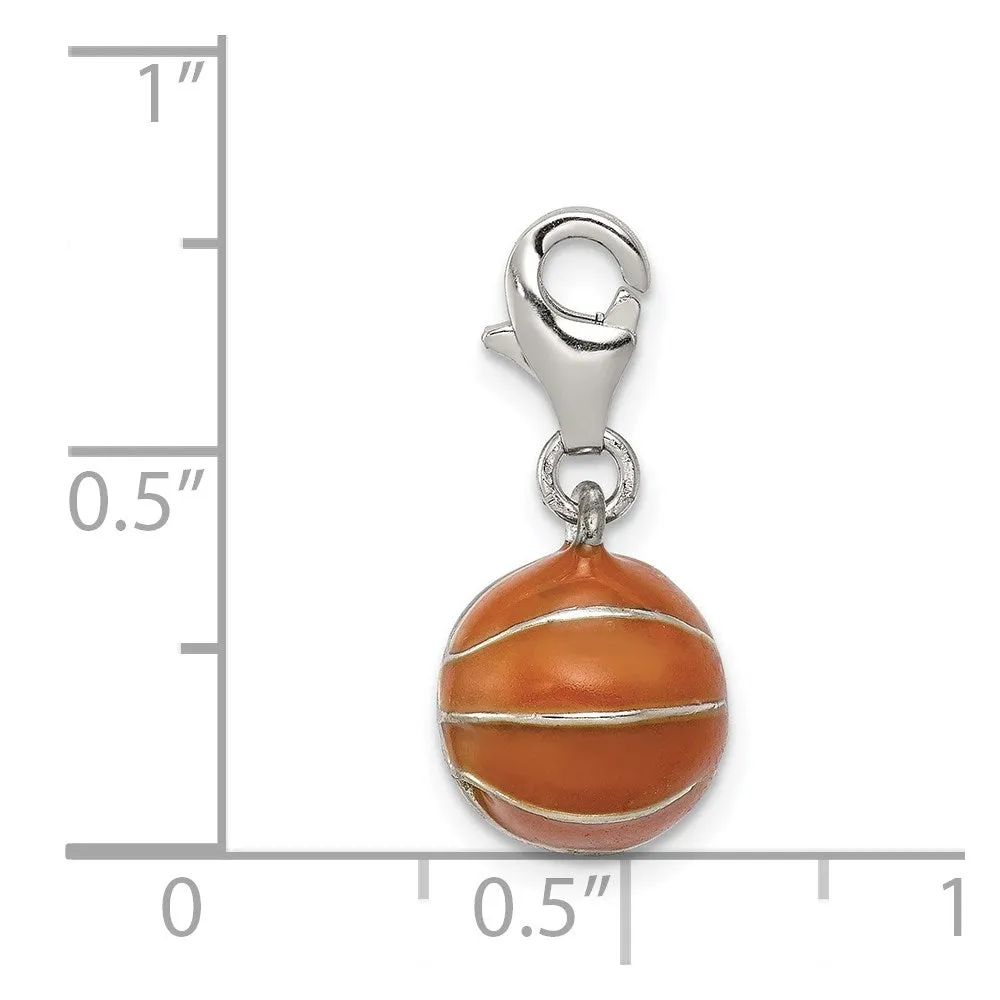 Sterling Silver 3D Enameled Basketball Charm