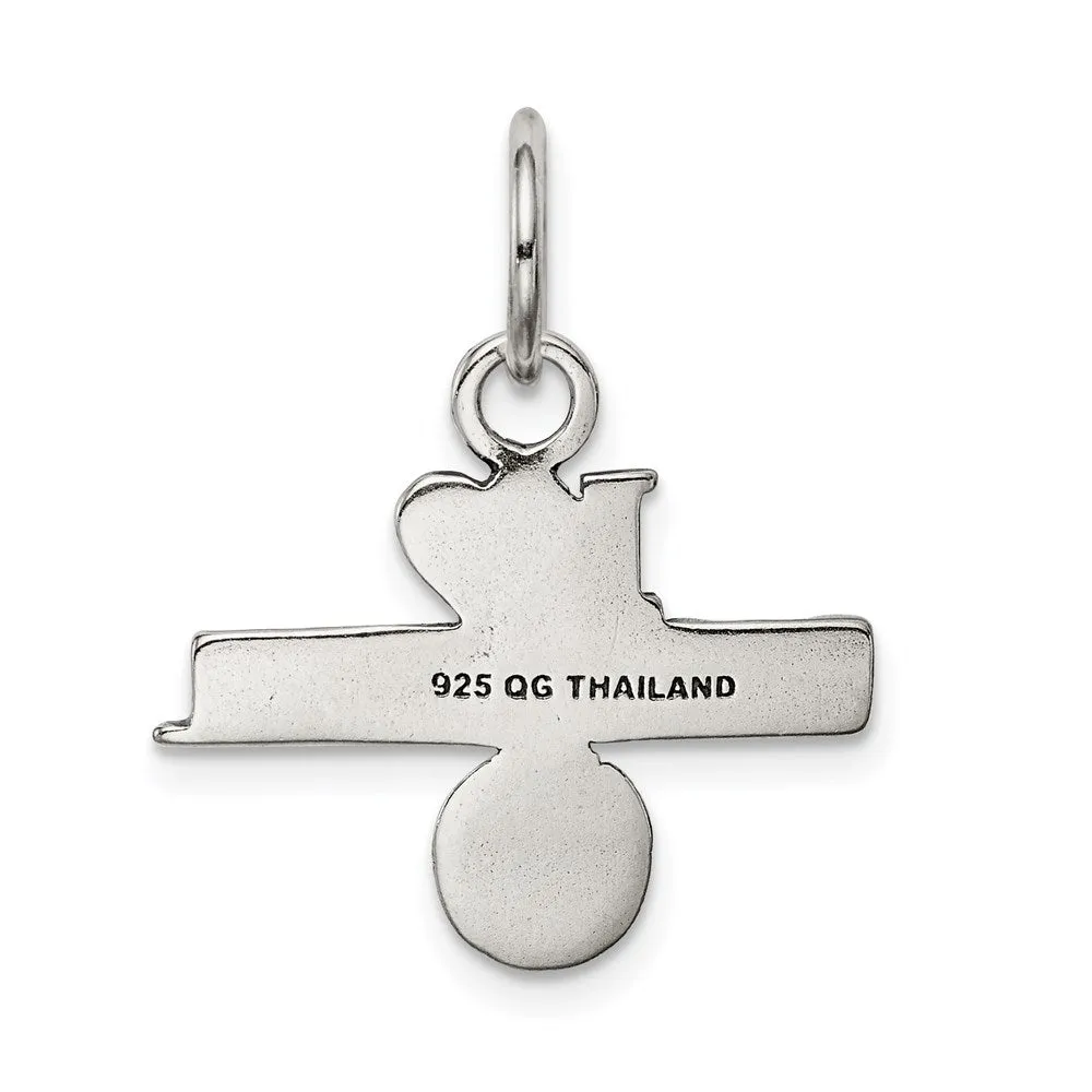 Sterling Silver Antique I (heart) Basketball Charm