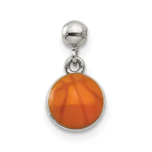 Sterling Silver Mio Memento Enamel Dangle Basket Ball Charm
