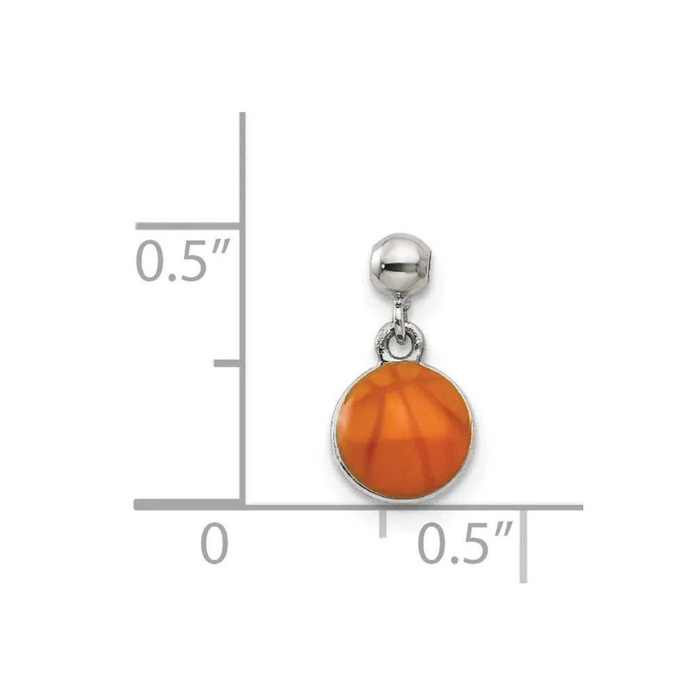 Sterling Silver Mio Memento Enamel Dangle Basket Ball Charm