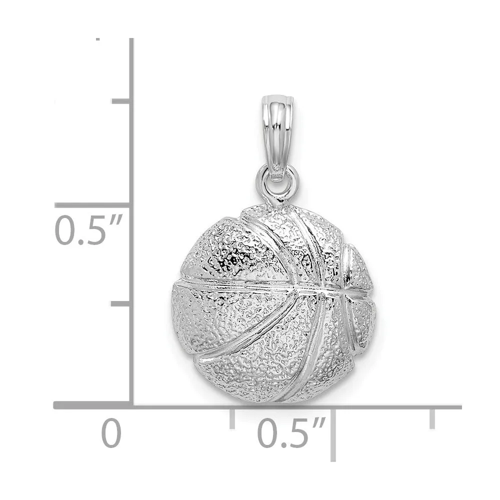 Sterling Silver Polished Basketball Pendant