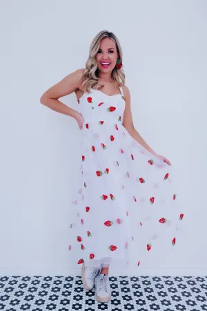 Strawberry Patch Tulle Midi Dress