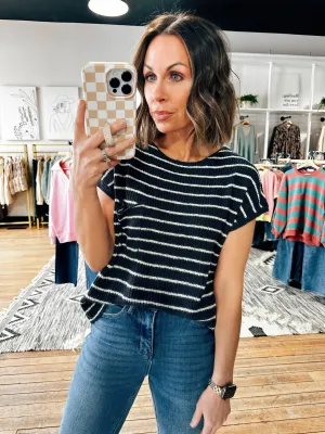 Stripe Cap Sleeve Sweater-2 Colors