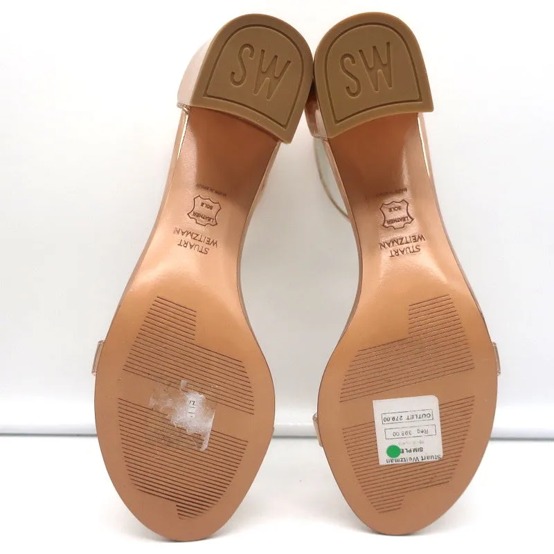Stuart Weitzman Simple Sandals Rose Gold Metallic Leather Size 7N Block Heel NEW