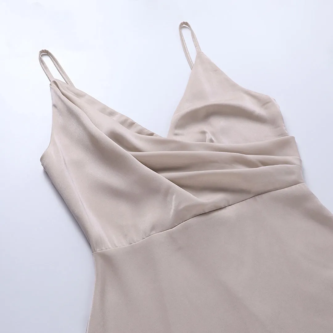 Stylish Long Summer Dress for Women with Deep V-Neck and Split