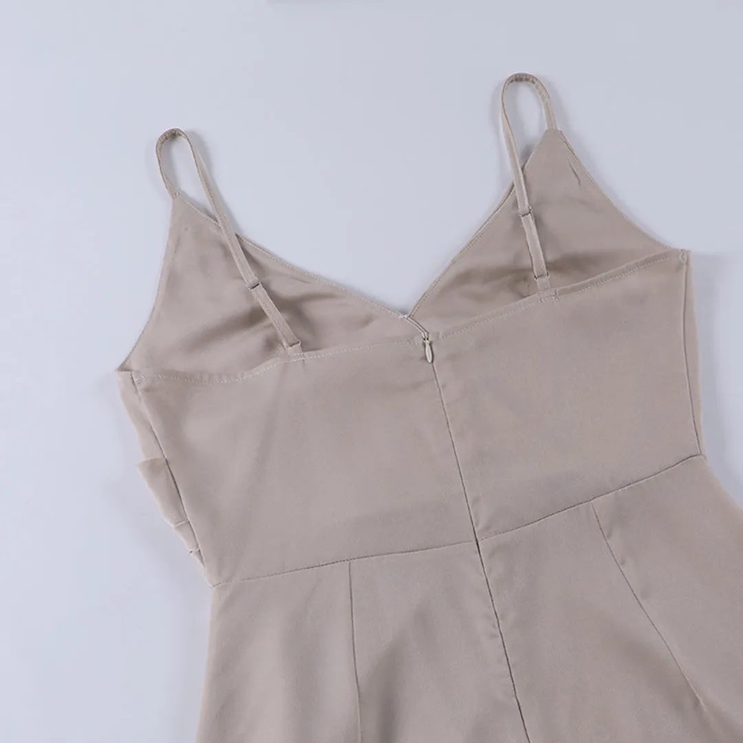Stylish Long Summer Dress for Women with Deep V-Neck and Split