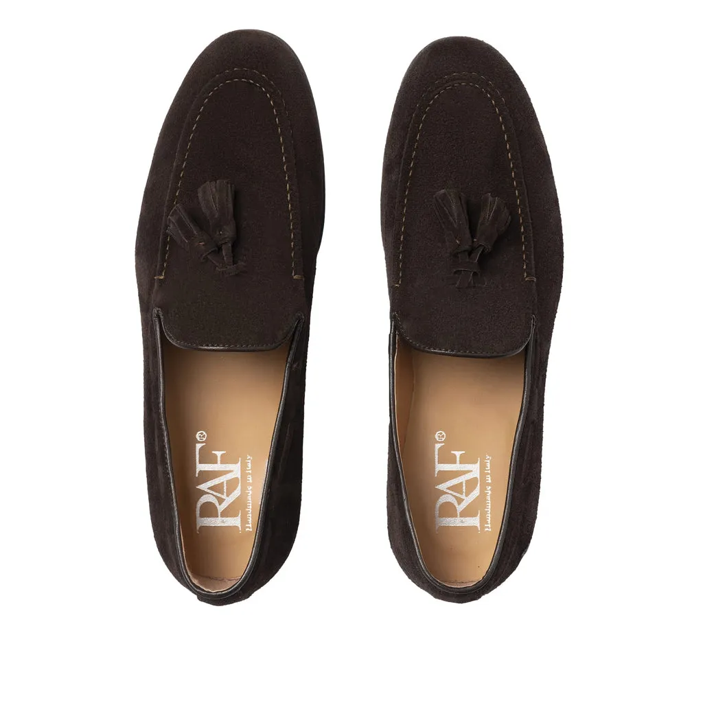 Suede Bow Loafers - Dark Brown