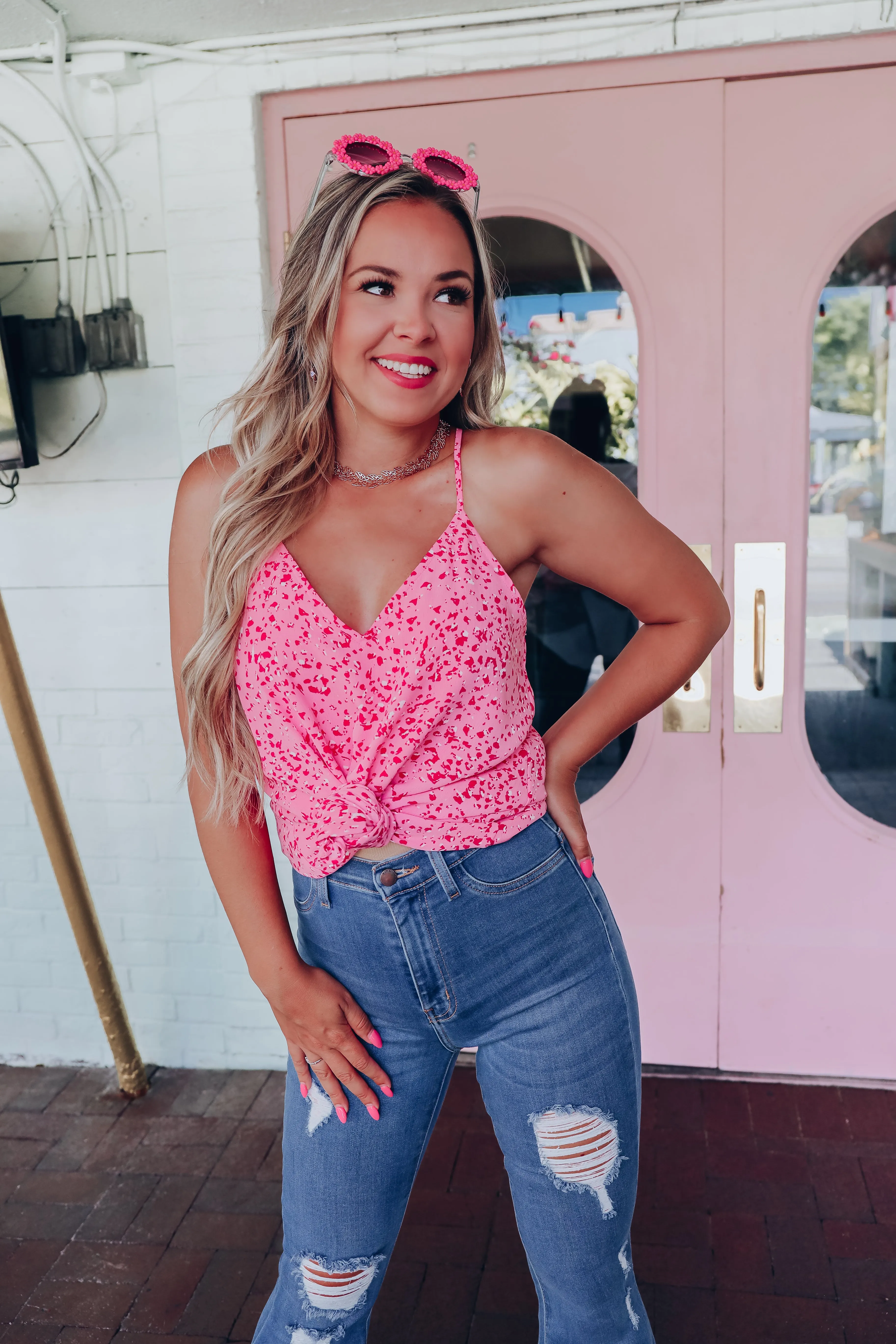 Sweetly Chiffon Racerback Tank - Pink