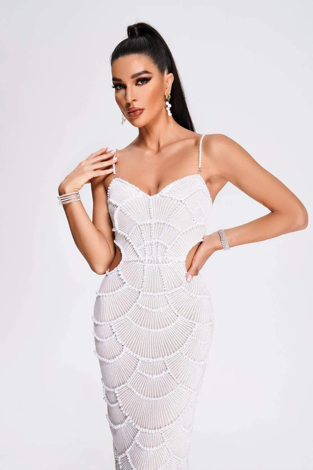 Teresa sequin and beaded midi dress