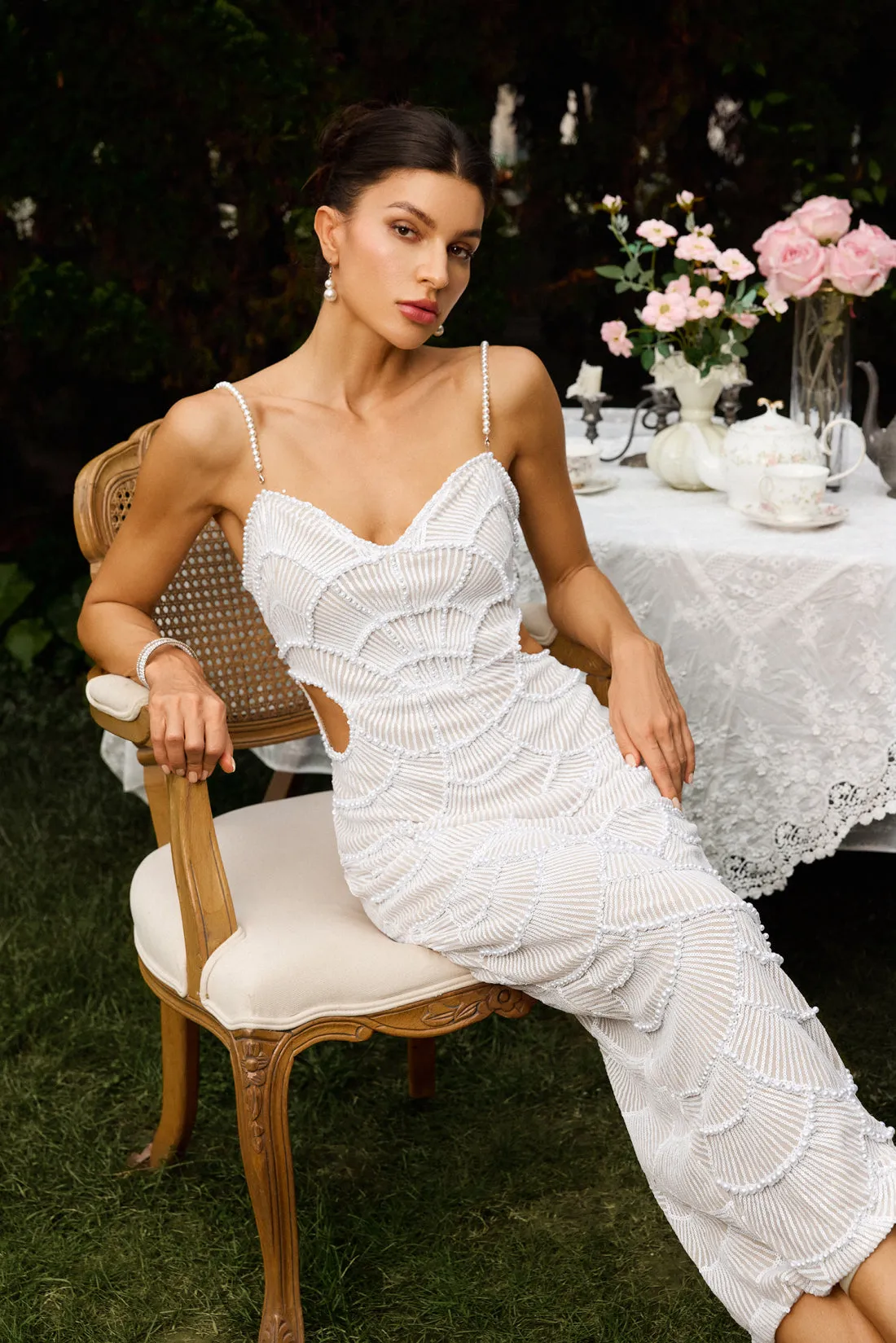Teresa sequin and beaded midi dress