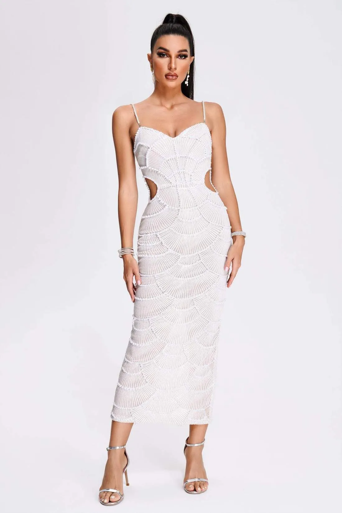 Teresa sequin and beaded midi dress