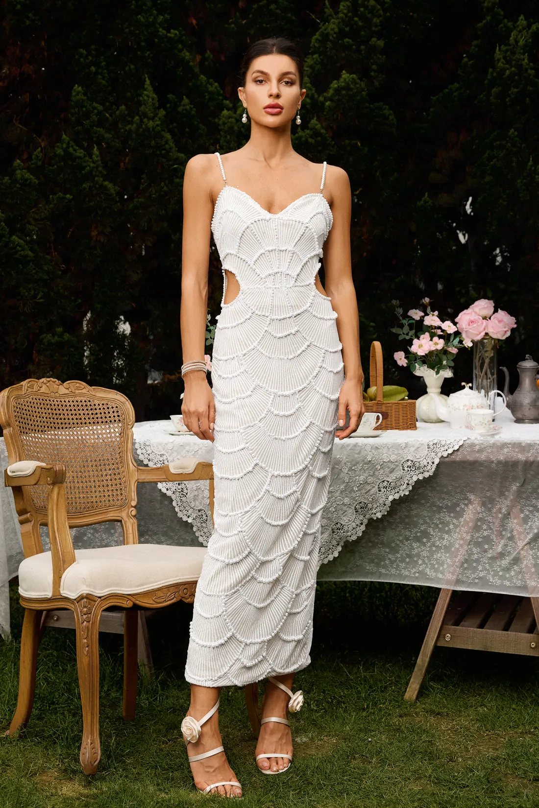 Teresa sequin and beaded midi dress