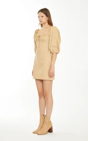 The Puff Sleeve Mini In Sand Beige