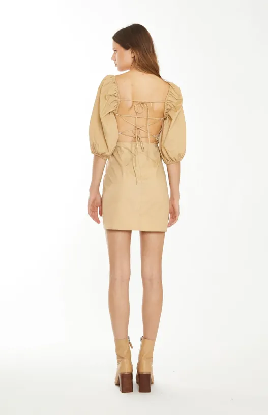 The Puff Sleeve Mini In Sand Beige