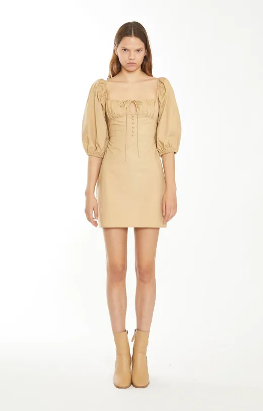 The Puff Sleeve Mini In Sand Beige