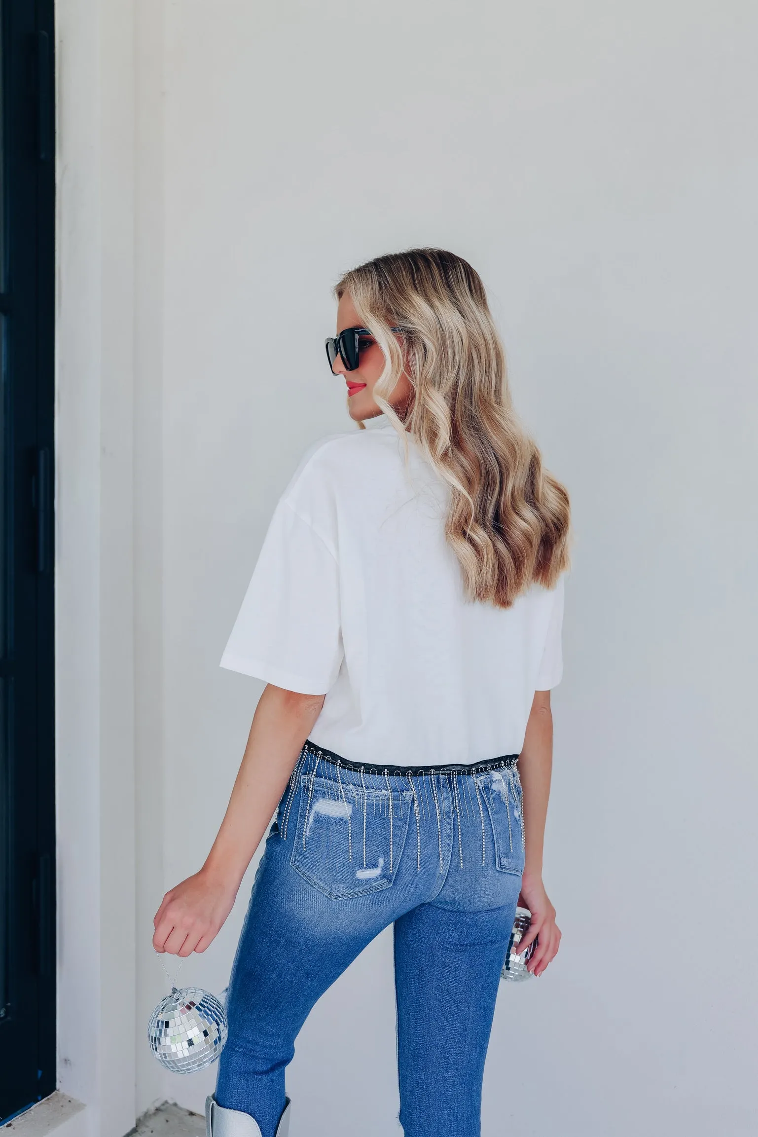 The Wild West Fringe Cropped Graphic Tee - White
