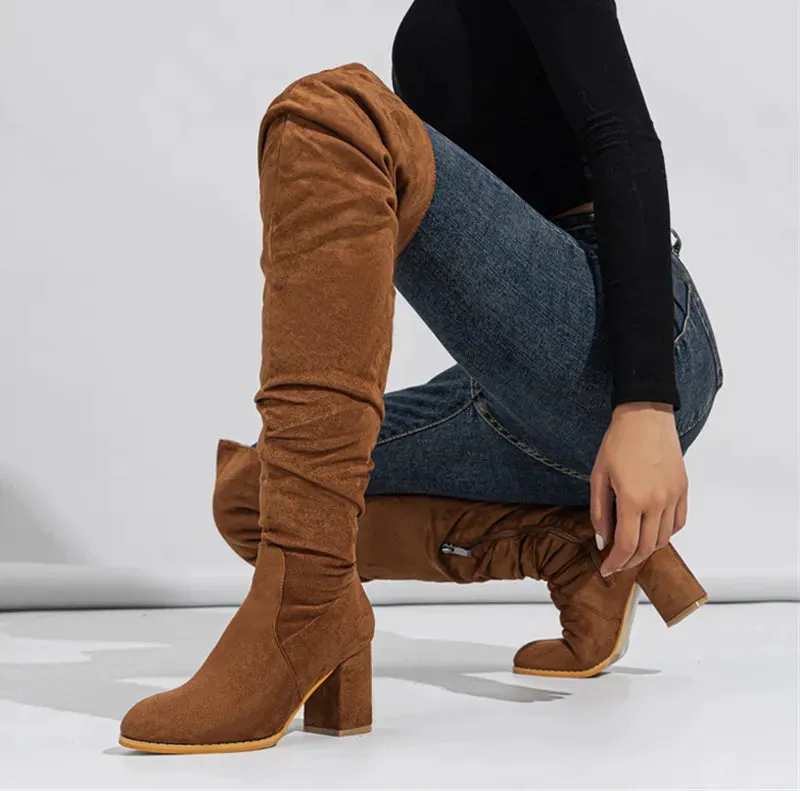 Thick Heel Elegant Winter Style Over the Knee High Boots
