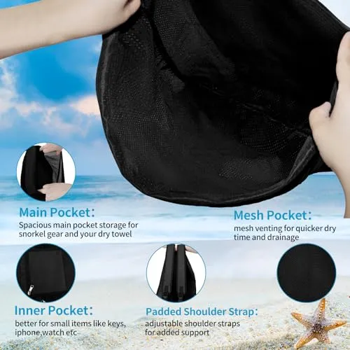 Travel Backpack, Scuba Diving Gear Bag for Snorkel Equipment, Snorkel Bag Backpack for Mask, Fins, Swimming Gear, Beach and Sports Equipment (13.38" x 10.23" inch)
