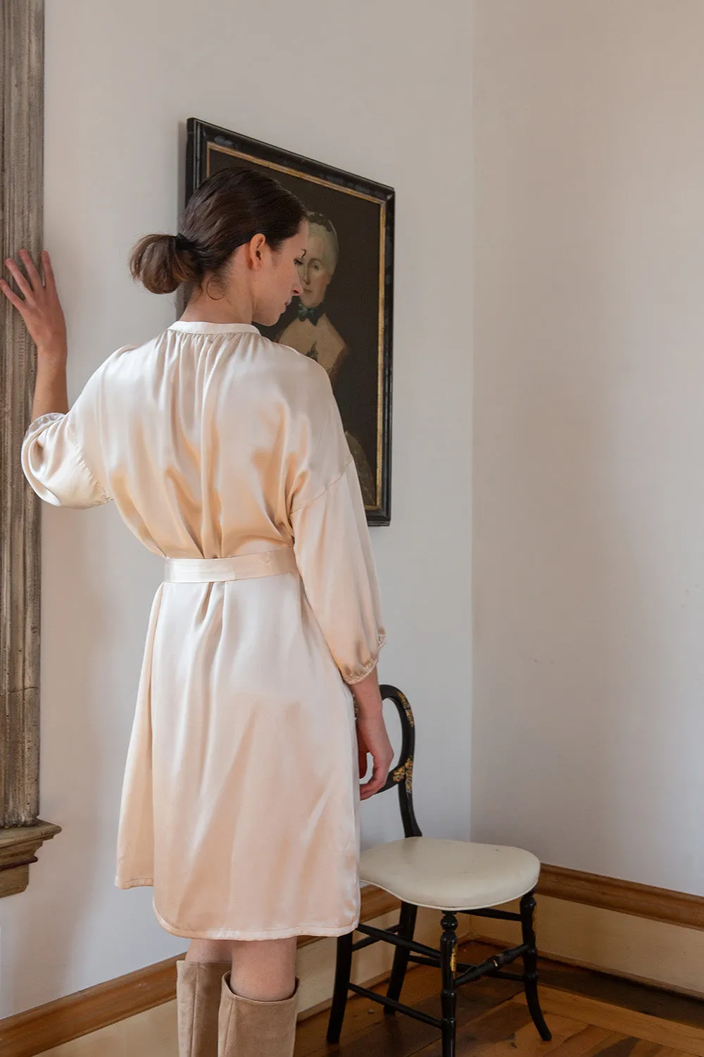 Tynan Silk Charmeuse Dress in Alabaster