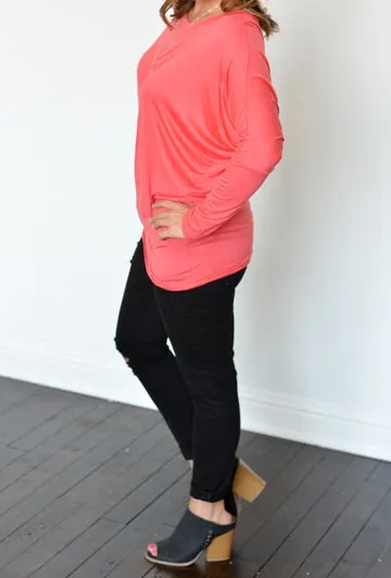 Vanilla Bay | Dolman Long Sleeve Top Coral