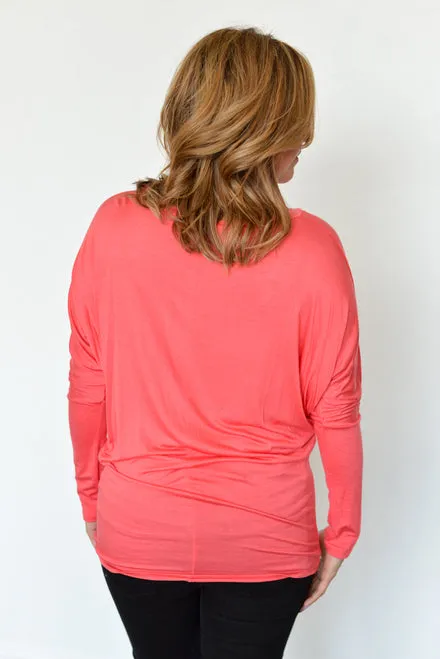 Vanilla Bay | Dolman Long Sleeve Top Coral