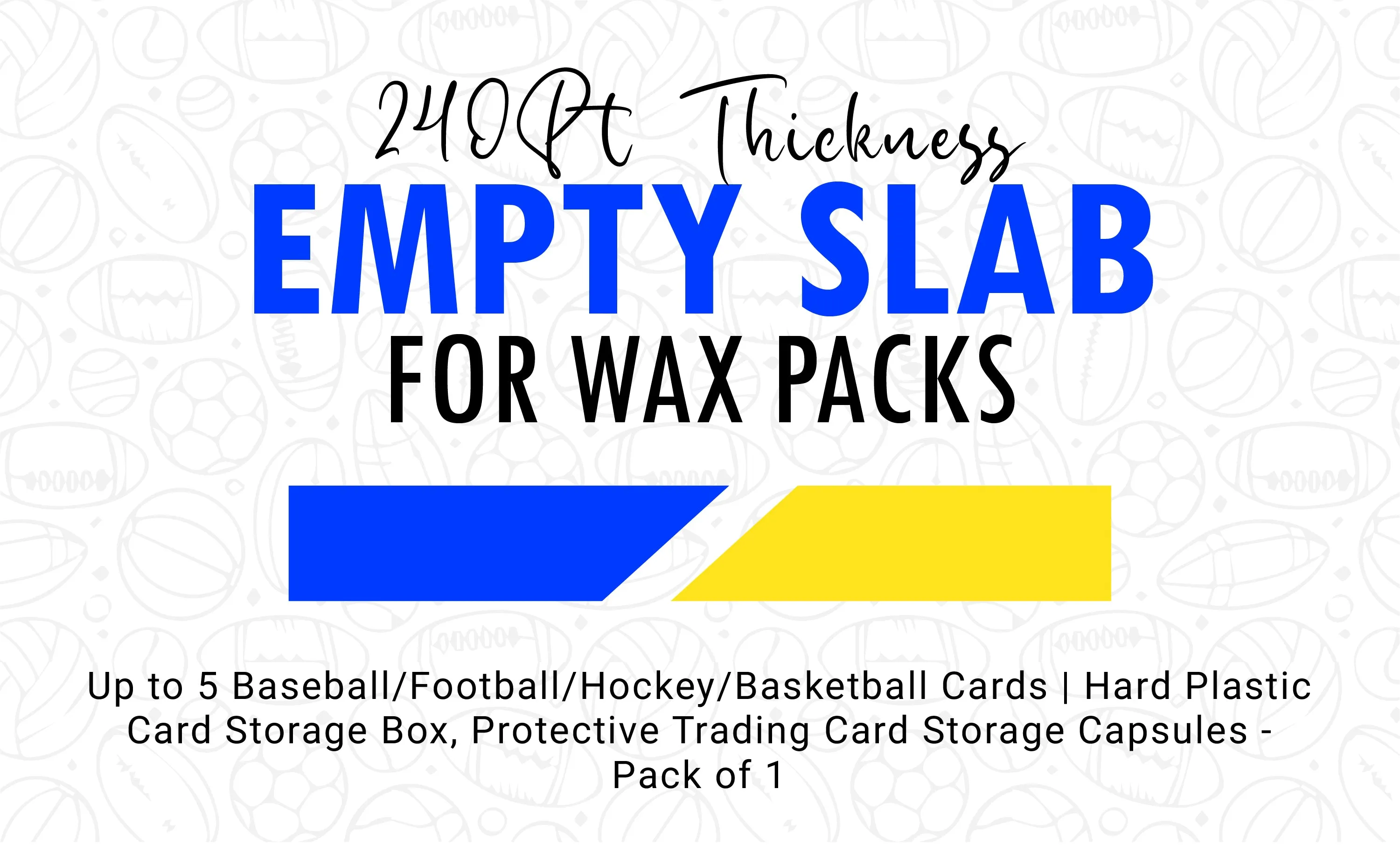 Vanity Slabs 240pt thickness Empty Slab for Wax Packs up to 5 cards thick for Baseball Football Hockey Basketball Cards