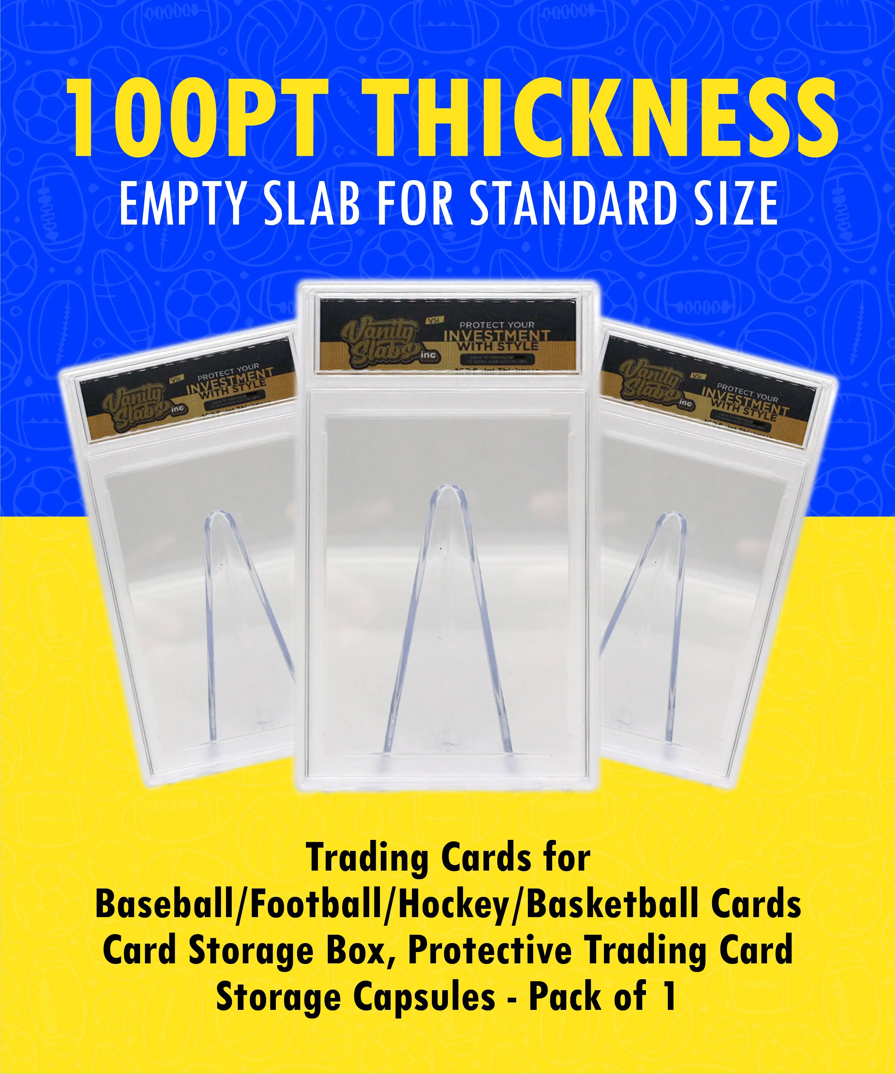 Vanity Slabs Holder 100pt Thickness for Standard Size Trading Cards for Baseball Football Hockey Basketball Cards