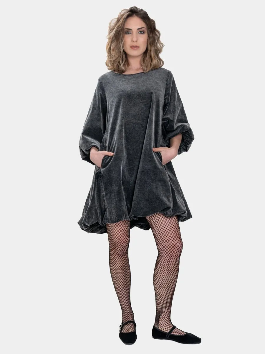 Velvet Balloon Mini Dress