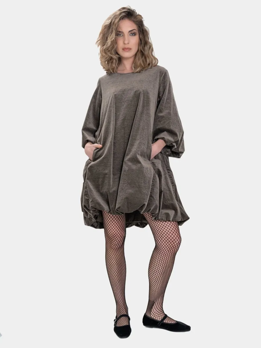 Velvet Balloon Mini Dress