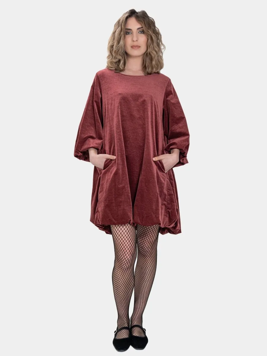 Velvet Balloon Mini Dress