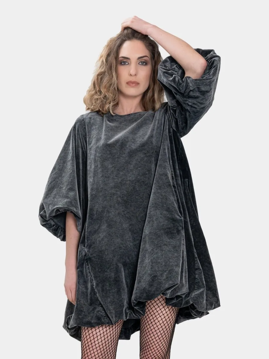Velvet Balloon Mini Dress