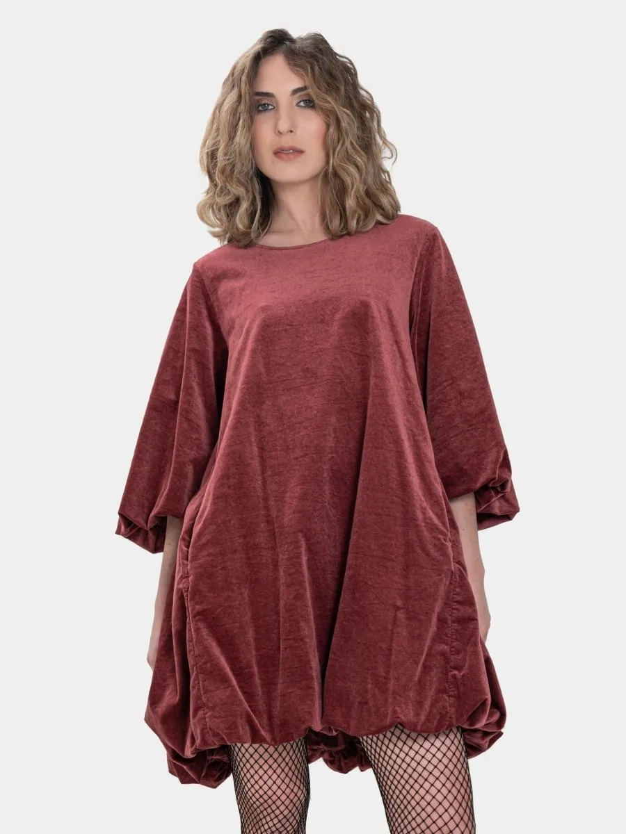 Velvet Balloon Mini Dress