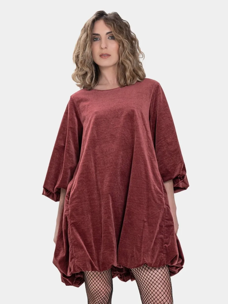 Velvet Balloon Mini Dress