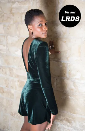 VELVET ROMPER DEEP GREEN
