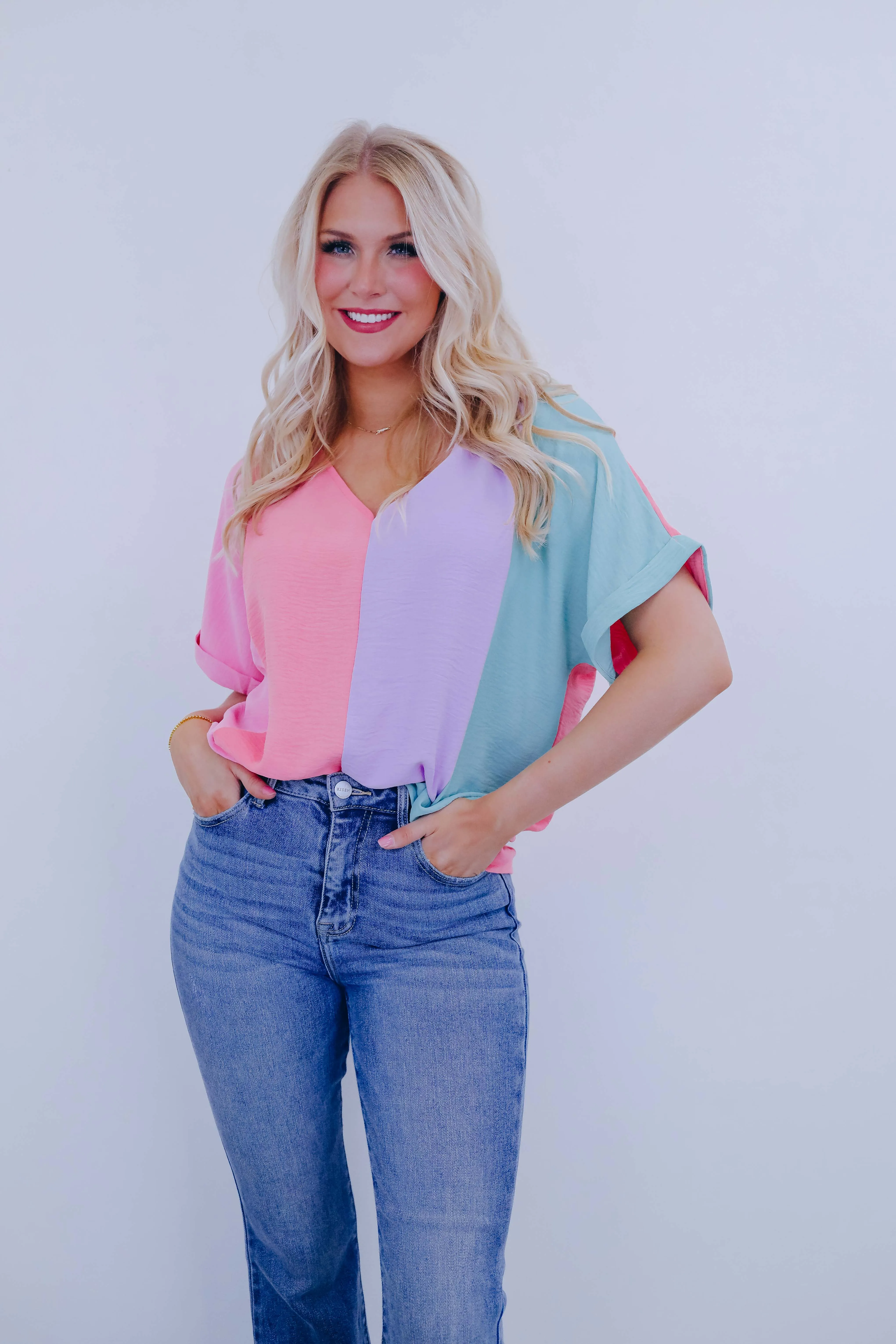 Verity V-Neck Color-Block Blouse