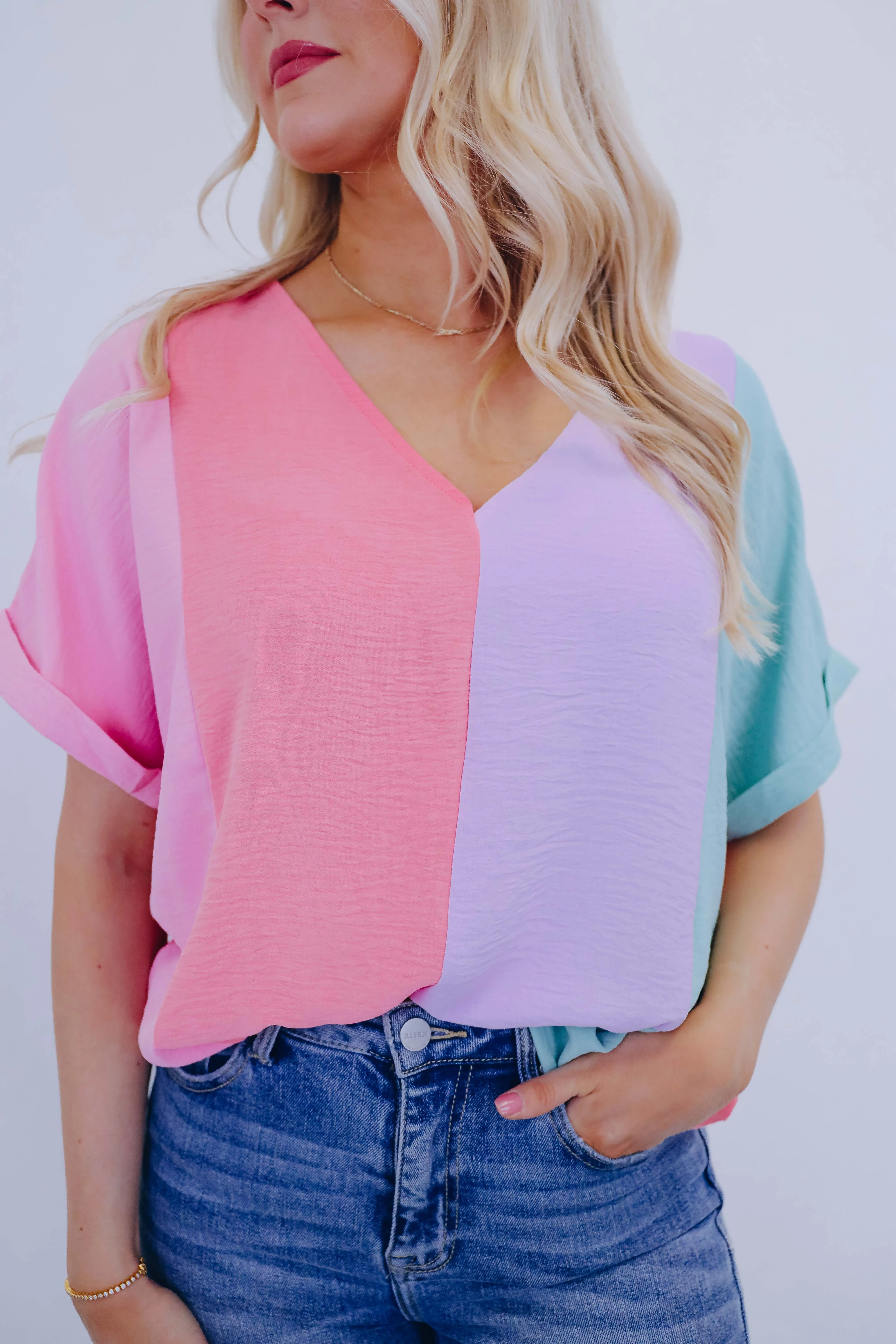 Verity V-Neck Color-Block Blouse