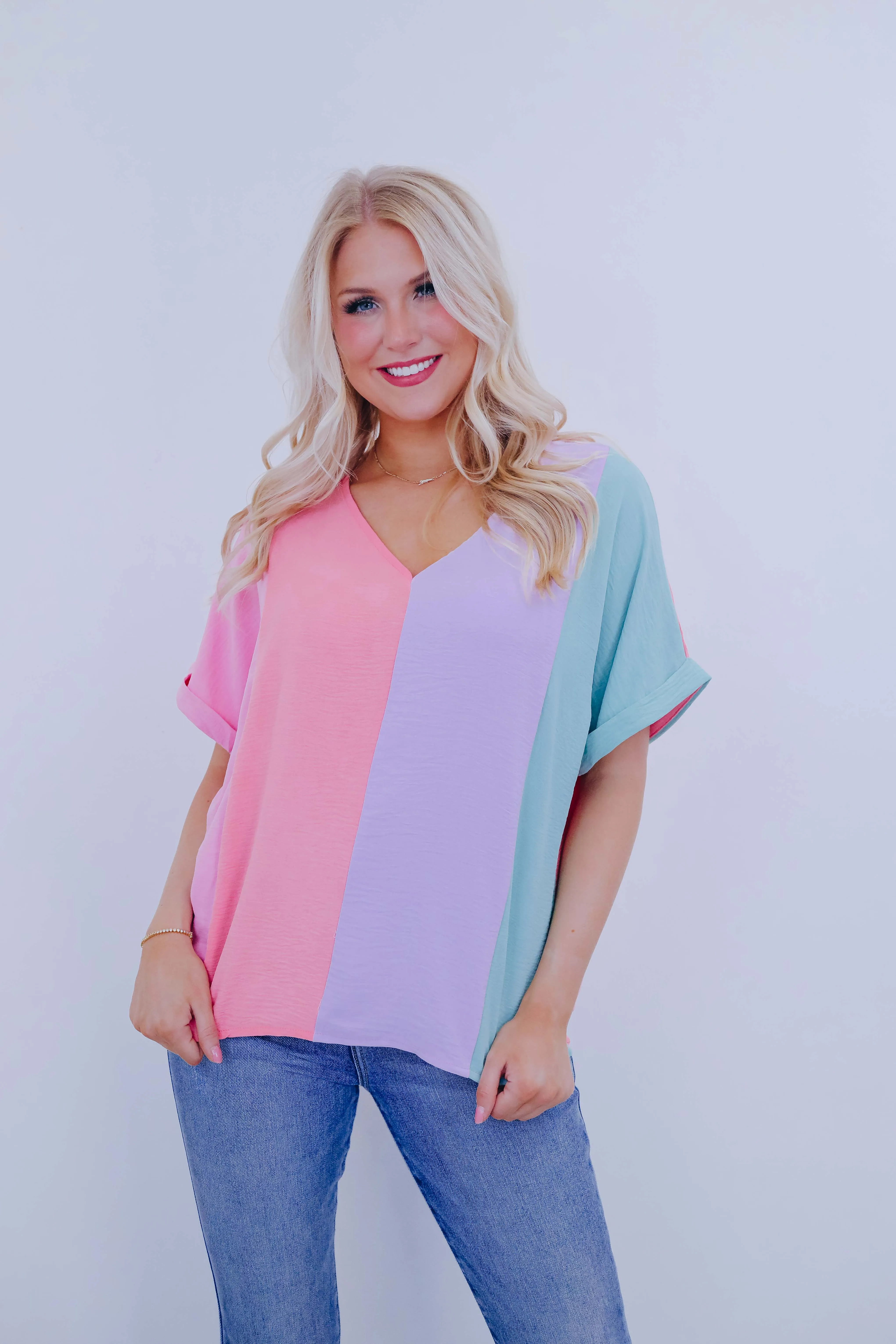 Verity V-Neck Color-Block Blouse