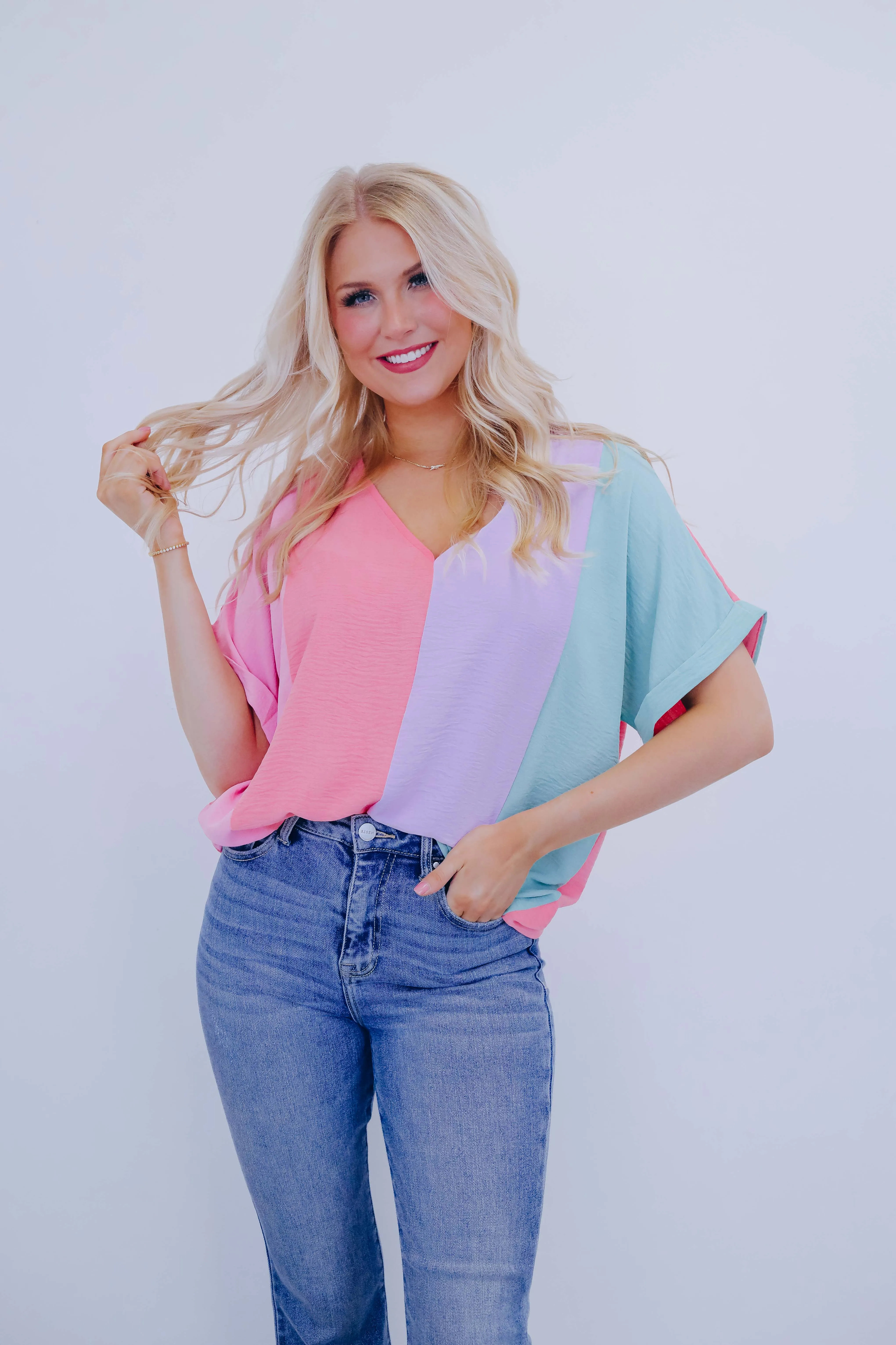 Verity V-Neck Color-Block Blouse