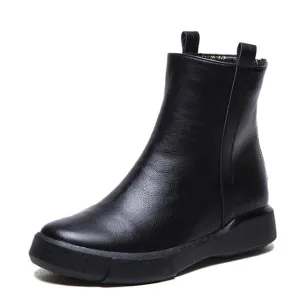Vintage Flat Women Boots Autumn Winter Round Toe Back Zipper Winter Warm Waterproof Ankle Boots Women Platform Shoes
