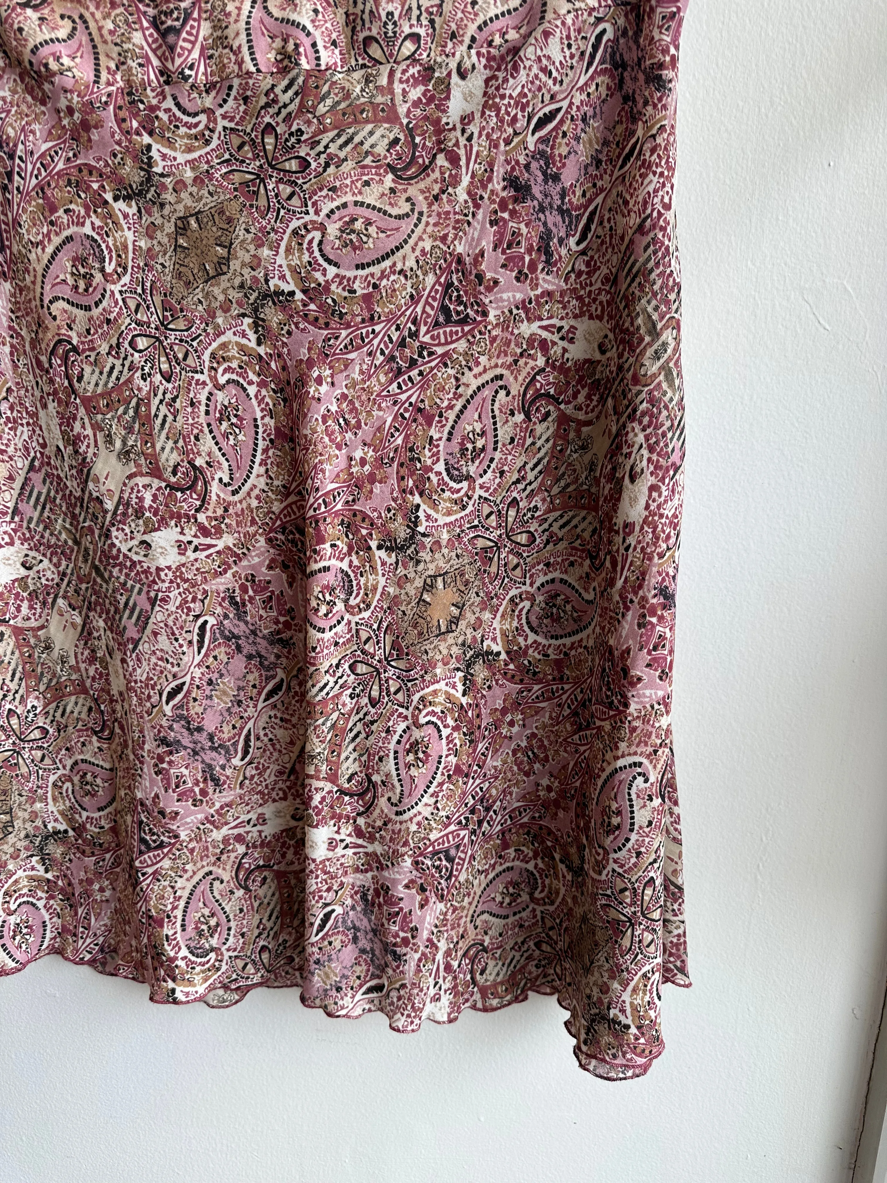 Vintage Y2K Light Sheer Pink Paisley Patterned Skirt