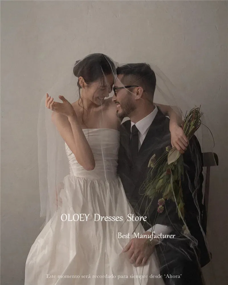 Wedding Dresses Photoshoot Strapless Corset Back Floor Length Bridal Gowns