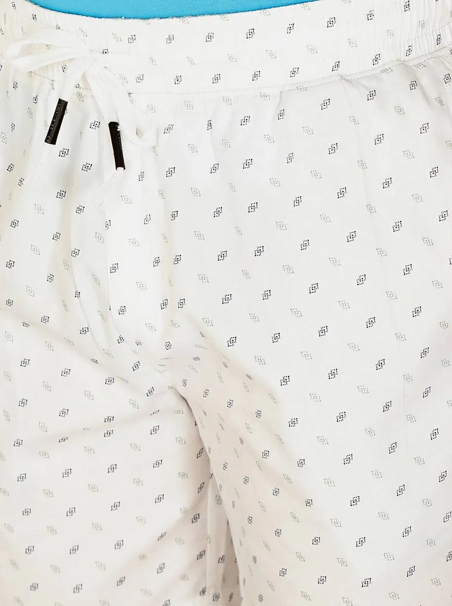 White Printed Regular Fit Boxer Shorts | JadeBlue