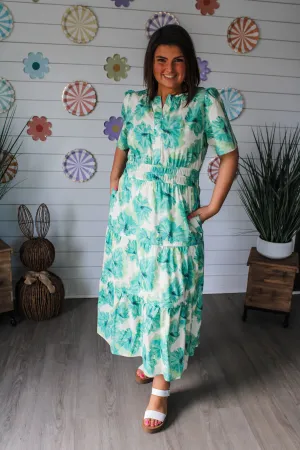 Wildflower Meadow Poplin Midi • Green - PLUS